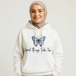 هودی زنانه طرح پروانه کد 9900 رنگ سفید