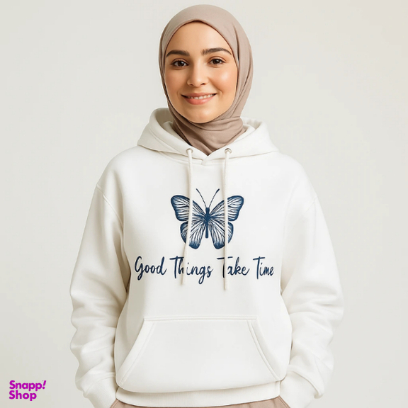 هودی زنانه طرح پروانه کد 9900 رنگ سفید