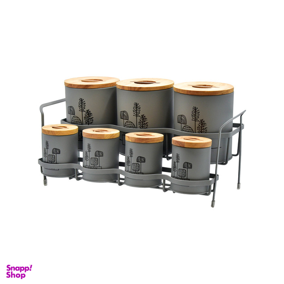 ست جای ادویه 8 پارچه بی.وی.کی مدل درب چوب T_t کد 863615