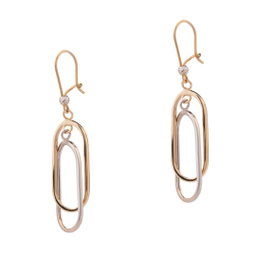 گوشواره طلا 18 عیار زنانه داریم مدل دو رنگ طرح بیضی