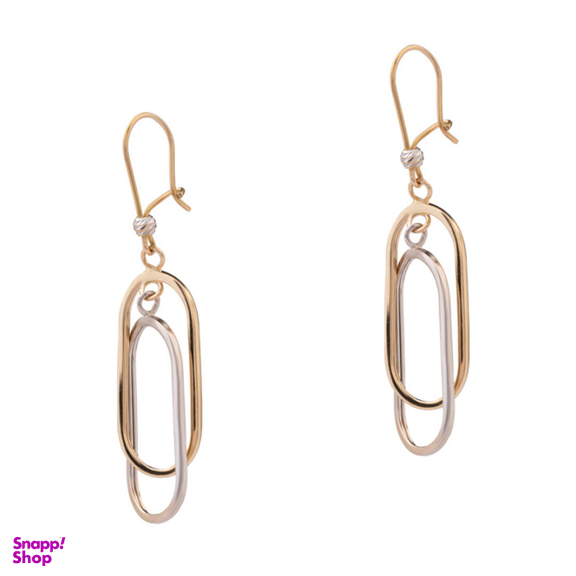 گوشواره طلا 18 عیار زنانه داریم مدل دو رنگ طرح بیضی