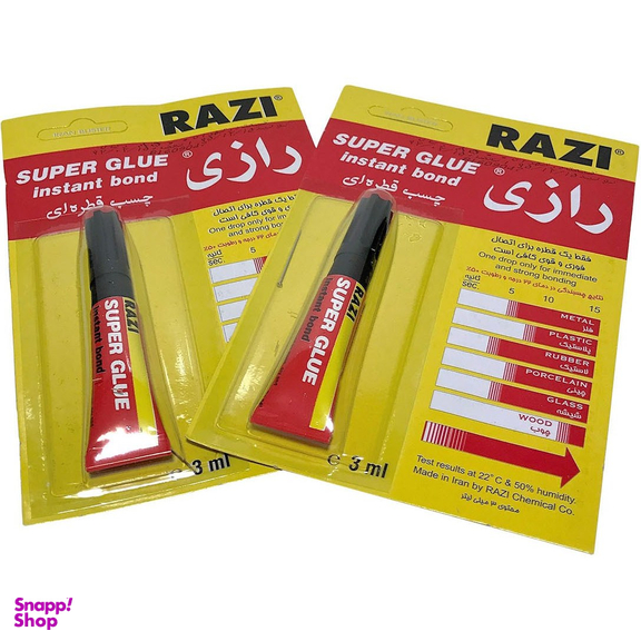 چسب قطره ای رازی بی رنگ حجم 3 میلی لیتر