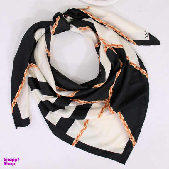 روسری زنانه آنالیا مدل ابریشم دست دوز طرح زنجیری کلاسیک کد ana-2821