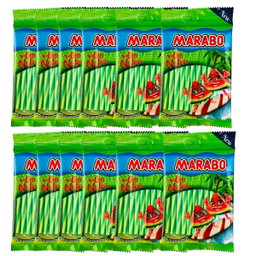 پاستیل مدادی با طعم هندوانه مارابو وزن 100 گرم بسته 12 عددی