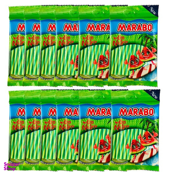 پاستیل مدادی با طعم هندوانه مارابو وزن 100 گرم بسته 12 عددی