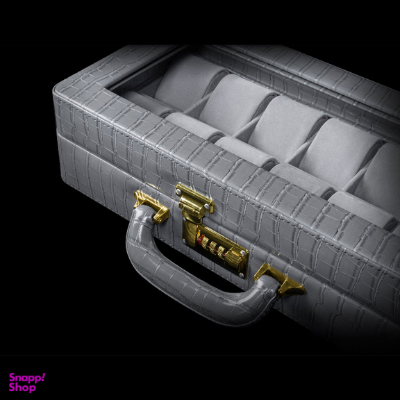 جعبه ساعت 12 خانه چرم طرح کروکودیلی کد TW-2483