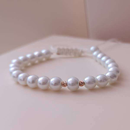 دستبند طلا 18 عیار دخترانه اپال گلد مدل گوی البرنادو و مروارید 04