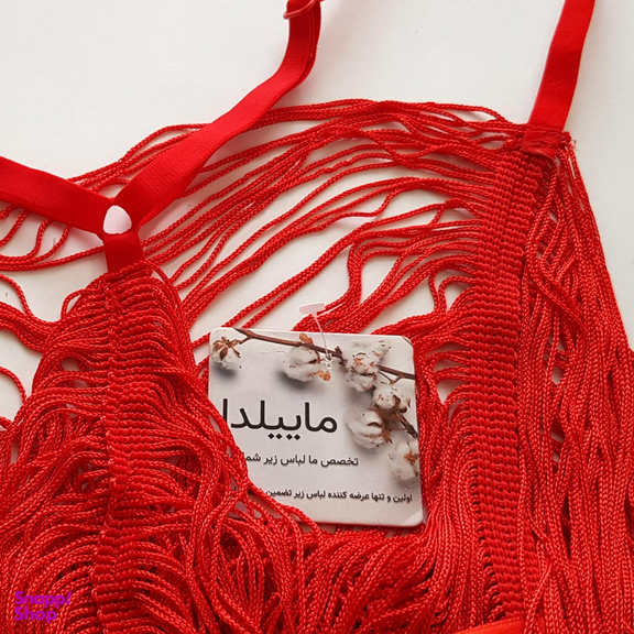 لباس خواب زنانه ماییلدا مدل ریش ریشی کد 4438-9726 رنگ قرمز