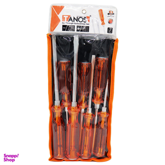 پیچ گوشتی ضربه خور تانوس مدل SMT-GO THROUGH SCREWDDRIVER SET-7PCS بسته 7 عددی