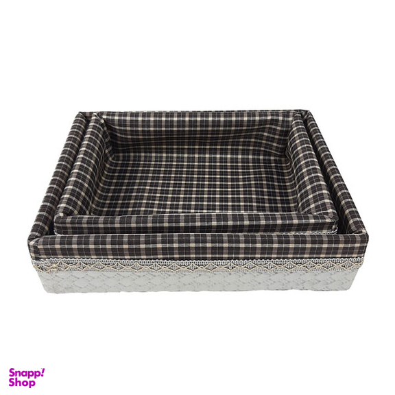 سبد نان و سبزی مدل چوب و چرم کد T1099T مجموعه 2 عددی