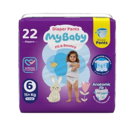 پوشک شورتی کانال دار مای بیبی سایز 6 بسته ۲۲ عددی