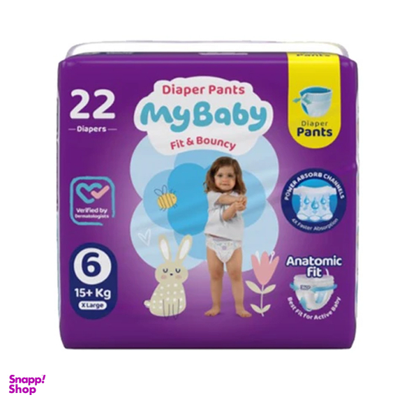پوشک شورتی کانال دار مای بیبی سایز 6 بسته ۲۲ عددی
