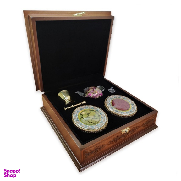 ست هدیه زعفران و هل ستاره زعفرانیه مدل کهربا کد 005