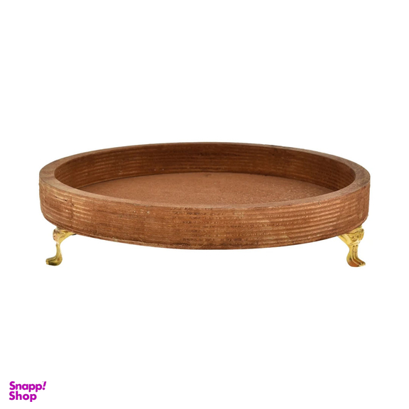 سینی چوبی مدل پایه دار طرح گرد مجموعه 5 عددی