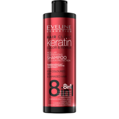شامپو تثبیت کننده رنگ مو اولاین مدل keratin حجم 400 میلی لیتر