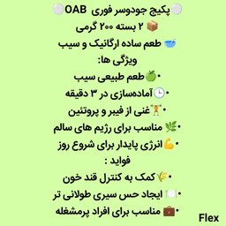 جودوسر فوری OAB طعم ساده و سیب وزن 200 گرم مجموعه ۲ عددی