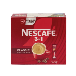 پودر مخلوط قهوه فوری 3×1 کلاسیک نسکافه وزن 20 گرم بسته 24 عددی