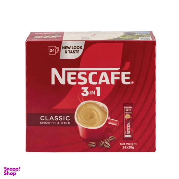 پودر مخلوط قهوه فوری 3×1 کلاسیک نسکافه وزن 20 گرم بسته 24 عددی