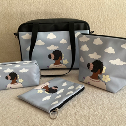 ست ساک ورزشی و کیف آرایشی مدل دختر ابری مجموعه 4 عددی