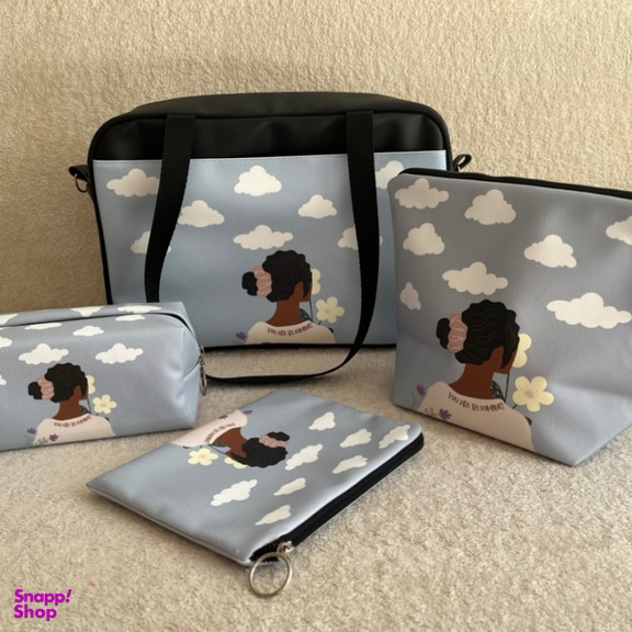 ست ساک ورزشی و کیف آرایشی مدل دختر ابری مجموعه 4 عددی