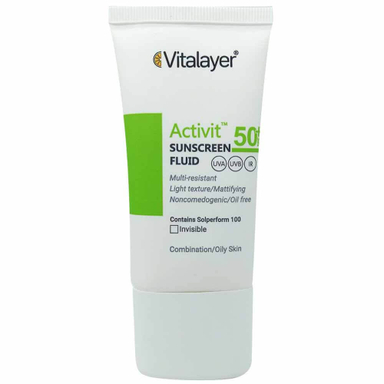 فلوئید ضد آفتاب بی رنگ ویتالیر مدل Active با +SPF50 حجم 50 میلی لیتر