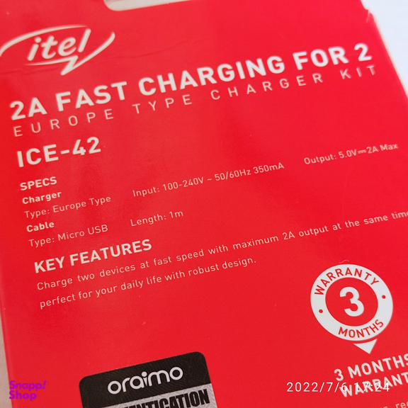 شارژر دیواری آیتل مدل ICE-42 به همراه کابل تبدیل MicroUSB