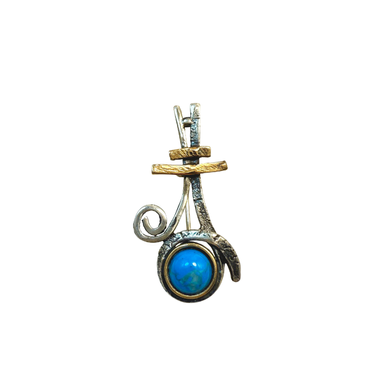 گل سینه نقره 925 عیار زنانه طرح دایره آبی کد 45014 GLSN
