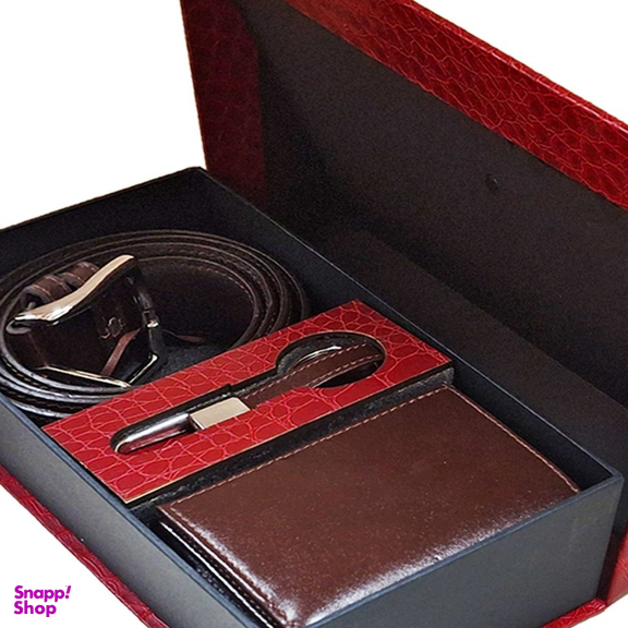 ست هدیه چرم طبیعی مردانه مدل سه لت