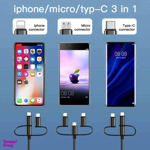 کابل 3 سر Lightning، تایپسی، میکرو به Hdmi یسیدو سری 4k مدل HM05 طول 1.8 متر