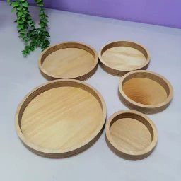 سینی پذیرایی چوبی 5 تکه مدل دایره کد 032