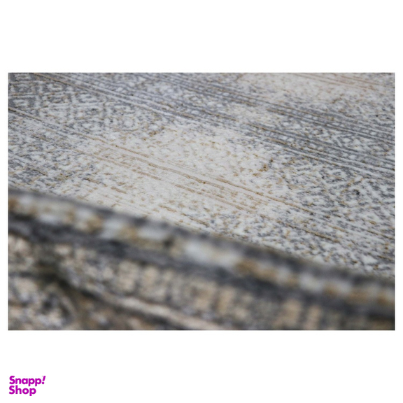 فرش بیضی طرح مراکش رنگ زمینه طوسی