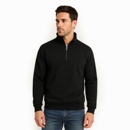 سویشرت نیم زیپ مردانه به رسم کد 80040 رنگ مشکی