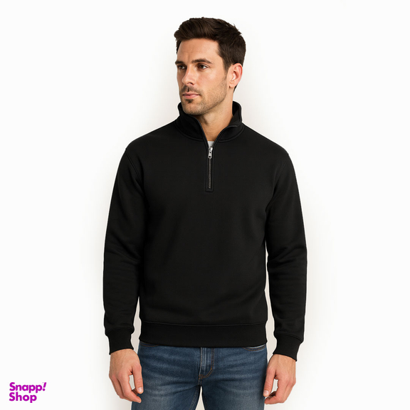 سویشرت نیم زیپ مردانه به رسم کد 80040 رنگ مشکی