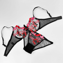 ست شورت و سوتین زنانه نوشه پوش کد 88807 رنگ مشکی قرمز