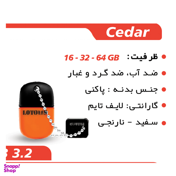 فلش مموری لوتوس مدل Cedar ظرفیت 16 گیگابایت