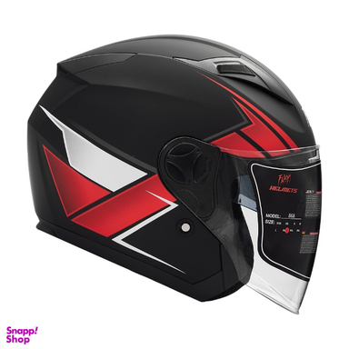 کلاه کاسکت بلوتوث دار فلش مدل 868 Matt Black-Red-White