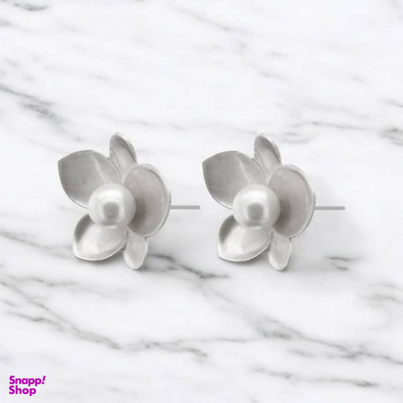 گوشواره نقره زنانه مدل نیلوفر مروارید کد 332