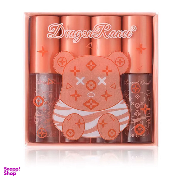 رژ لب مایع دراگون رانی مدل خرسی شماره 02 مجموعه 4 عددی