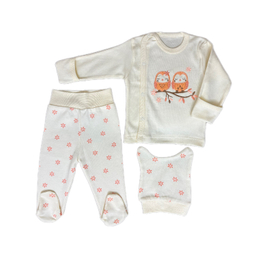 ست 3 تکه لباس نوزادی مدل جوجه ‌و گل کد 0033