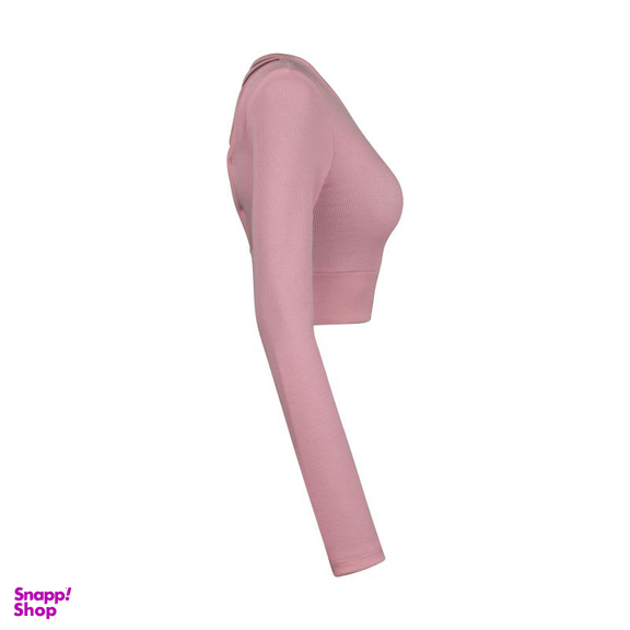کراپ تیشرت آستین بلند زنانه ناتوسا مدل NT781-1 رنگ کالباسی