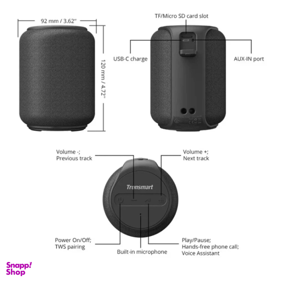 اسپیکر بلوتوثی قابل حمل ترونسمارت مدل Element T6 Mini