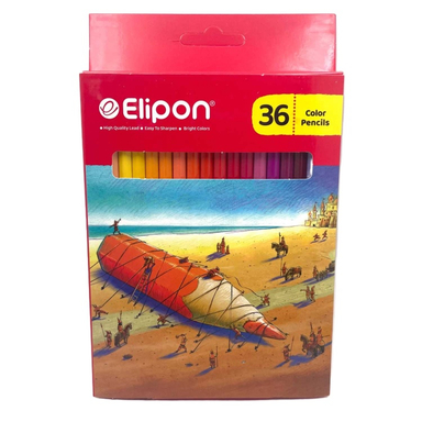 مداد رنگی 36 رنگ جعبه مقوایی الیپون کد 3487