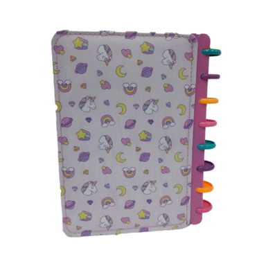 دفتر 100 برگ دکمه ای سویل مدل جلد پارچه قابل شستشو طرح یونیکورن کد 4058