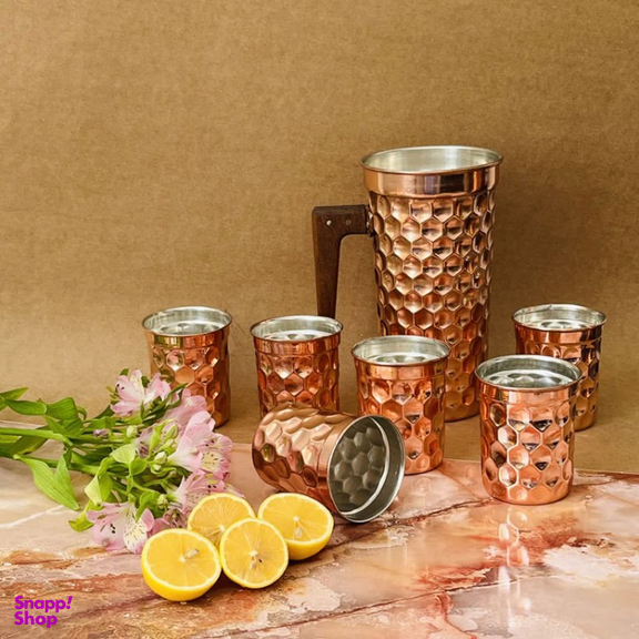 ست پارچ و لیوان مسی 7 پارچه کد ZH392