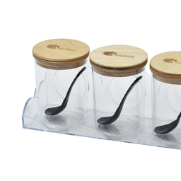 جا ادویه 4 پارچه اشکان مدل دلسا به همراه پایه و پیمانه