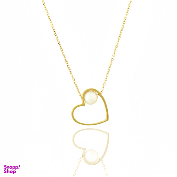 گردنبند طلا 18 عیار زنانه مدل قلب و مروارید