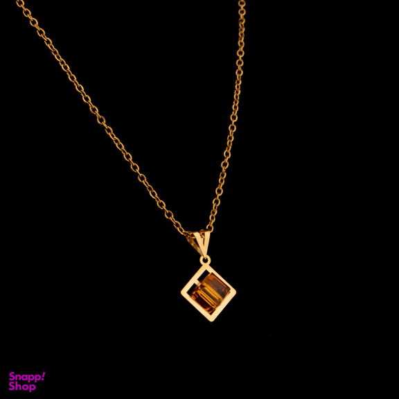 گردنبند طلا 18 عیار زنانه ناریا مدل مکعب رنگ نارنجی