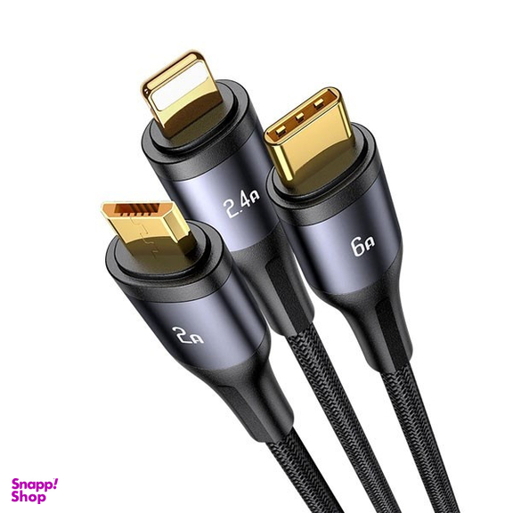 کابل شارژ 100 وات USB به Lightning/Type-C/MicroUSB مدل 3in1 طول 1.4 متر