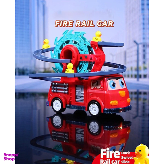 اسباب بازی ناب سل مدل ماشین آتشنشانی متحرک موزیکال به همراه سرسره اردک ها