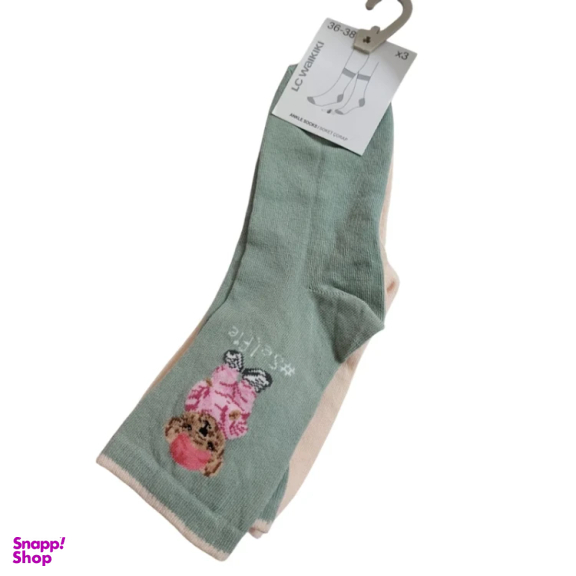 جوراب زنانه ال سی وایکیکی مدل teddy بسته 3 عددی